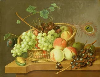 Nature Morte de Raisins et Pêches dans un Panier